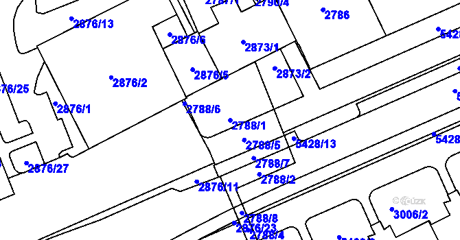 Parcela st. 2788/1 v KÚ Plzeň, Katastrální mapa