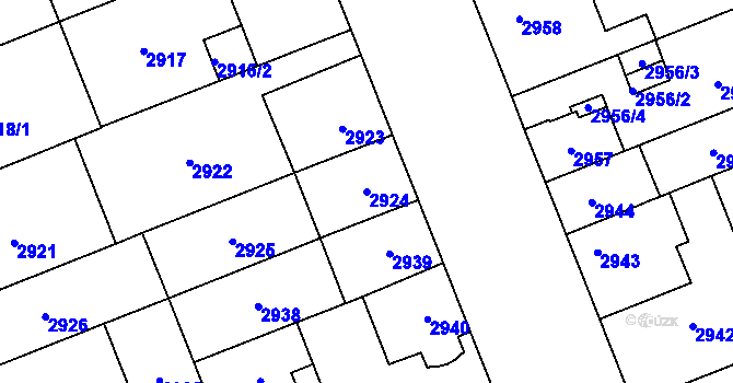 Parcela st. 2924 v KÚ Plzeň, Katastrální mapa