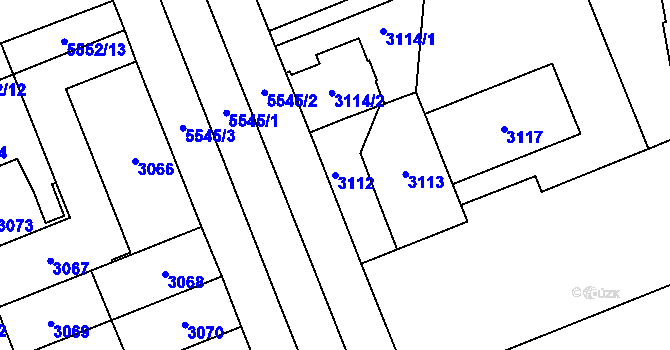 Parcela st. 3112 v KÚ Plzeň, Katastrální mapa