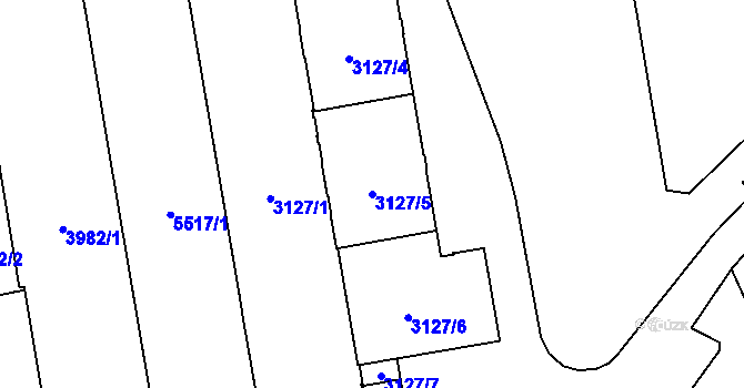 Parcela st. 3127/5 v KÚ Plzeň, Katastrální mapa