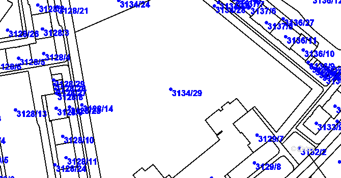 Parcela st. 3134/29 v KÚ Plzeň, Katastrální mapa