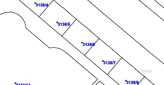 Parcela st. 3138/6 v KÚ Plzeň, Katastrální mapa