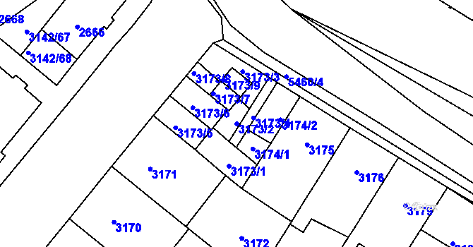 Parcela st. 3173/2 v KÚ Plzeň, Katastrální mapa