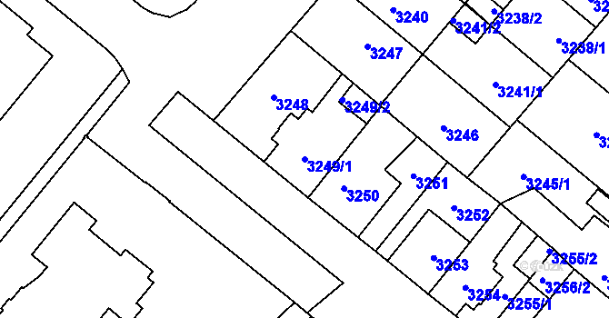 Parcela st. 3249/1 v KÚ Plzeň, Katastrální mapa