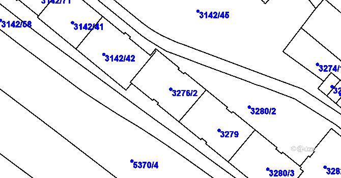 Parcela st. 3276/2 v KÚ Plzeň, Katastrální mapa