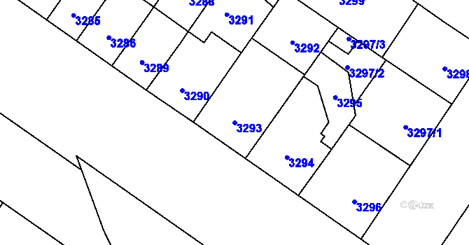 Parcela st. 3293 v KÚ Plzeň, Katastrální mapa