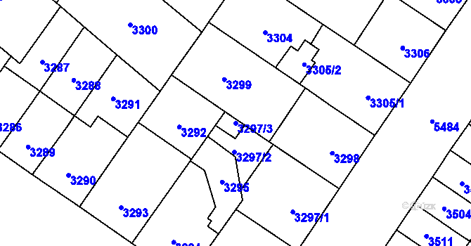 Parcela st. 3297/3 v KÚ Plzeň, Katastrální mapa