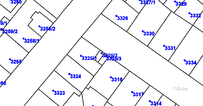 Parcela st. 3325/2 v KÚ Plzeň, Katastrální mapa