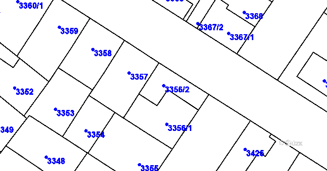 Parcela st. 3356/2 v KÚ Plzeň, Katastrální mapa