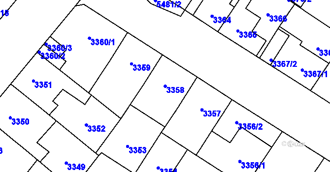 Parcela st. 3358 v KÚ Plzeň, Katastrální mapa