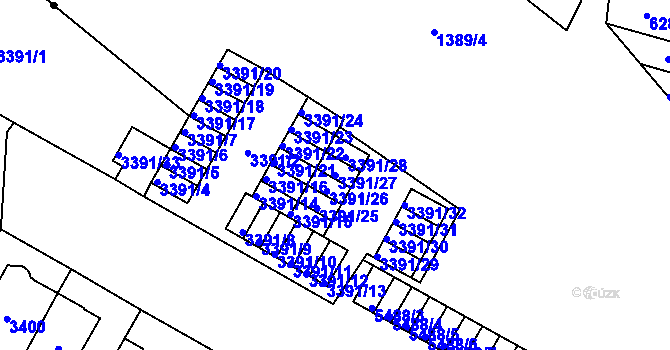 Parcela st. 3391/27 v KÚ Plzeň, Katastrální mapa