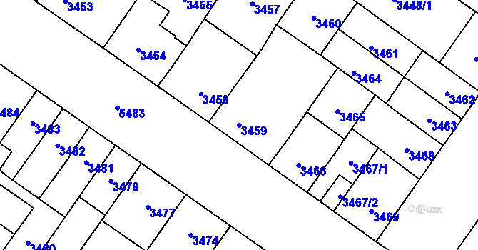 Parcela st. 3459 v KÚ Plzeň, Katastrální mapa