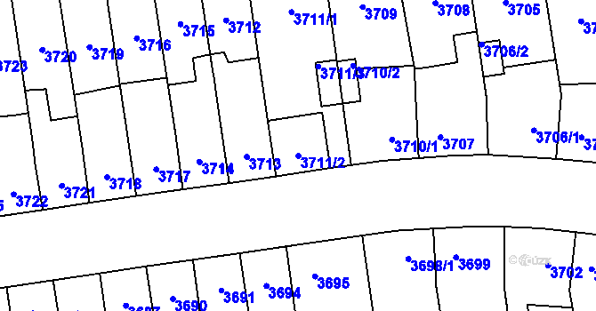 Parcela st. 3711/2 v KÚ Plzeň, Katastrální mapa
