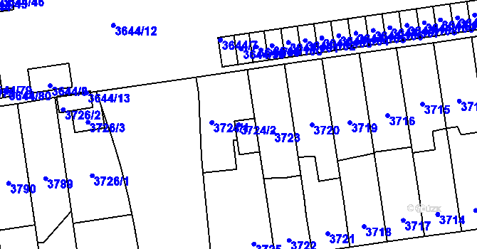 Parcela st. 3724/2 v KÚ Plzeň, Katastrální mapa