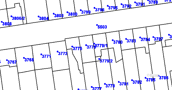 Parcela st. 3776 v KÚ Plzeň, Katastrální mapa