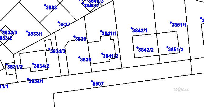 Parcela st. 3841/2 v KÚ Plzeň, Katastrální mapa