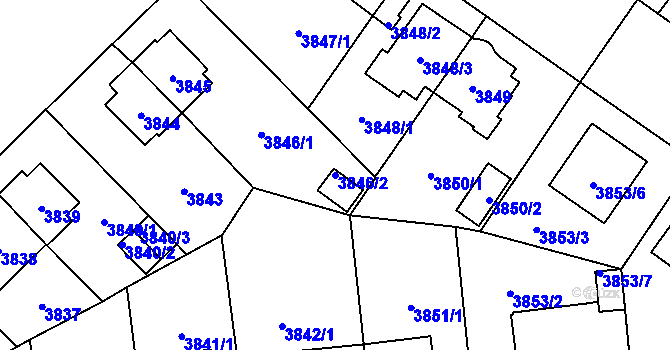 Parcela st. 3846/2 v KÚ Plzeň, Katastrální mapa