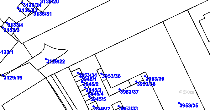 Parcela st. 3953/17 v KÚ Plzeň, Katastrální mapa