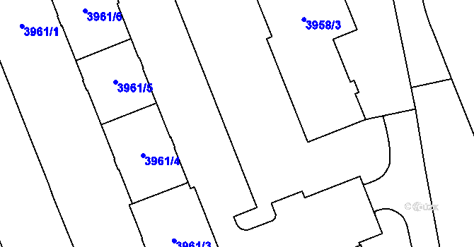 Parcela st. 3958/10 v KÚ Plzeň, Katastrální mapa