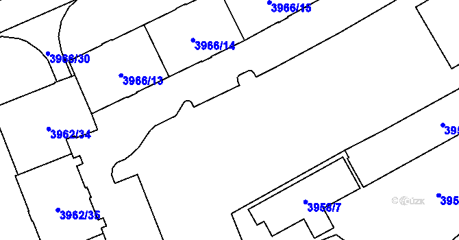 Parcela st. 3958/12 v KÚ Plzeň, Katastrální mapa