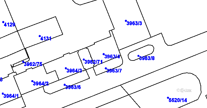 Parcela st. 3963/4 v KÚ Plzeň, Katastrální mapa