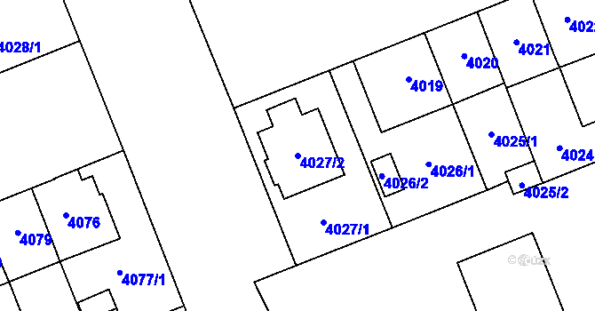 Parcela st. 4027/2 v KÚ Plzeň, Katastrální mapa