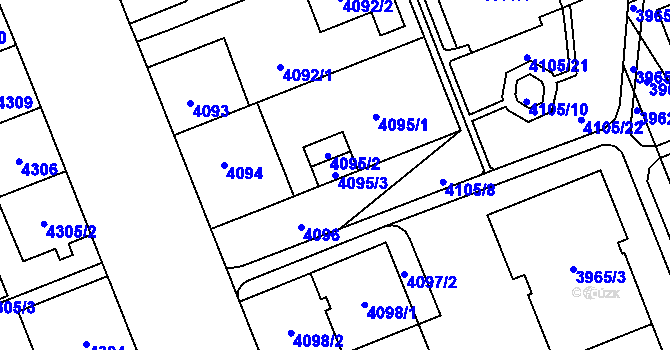 Parcela st. 4095/3 v KÚ Plzeň, Katastrální mapa