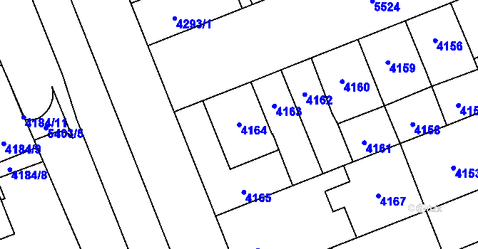 Parcela st. 4164 v KÚ Plzeň, Katastrální mapa
