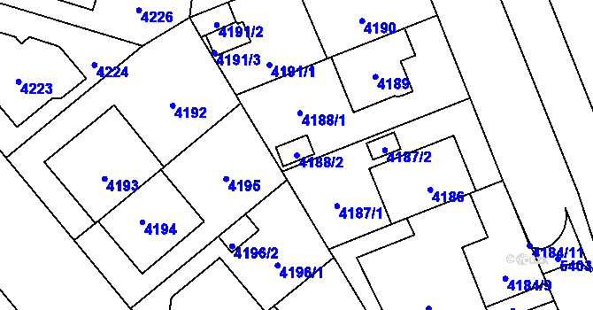 Parcela st. 4188/2 v KÚ Plzeň, Katastrální mapa