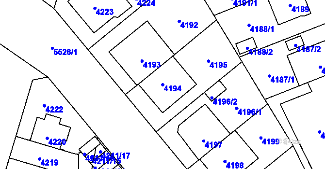 Parcela st. 4194 v KÚ Plzeň, Katastrální mapa