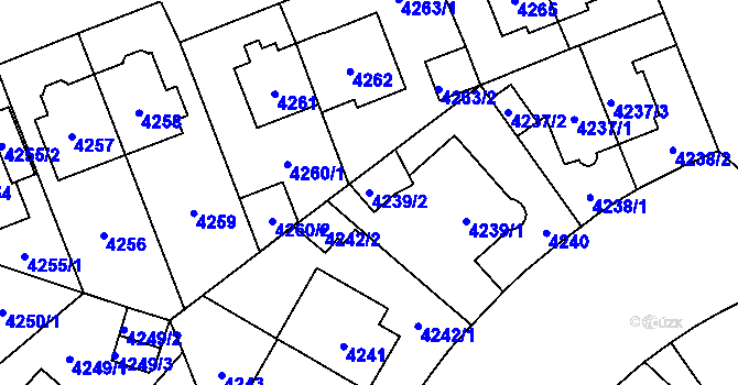 Parcela st. 4239/2 v KÚ Plzeň, Katastrální mapa