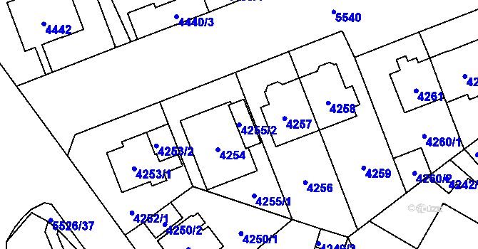 Parcela st. 4255/2 v KÚ Plzeň, Katastrální mapa