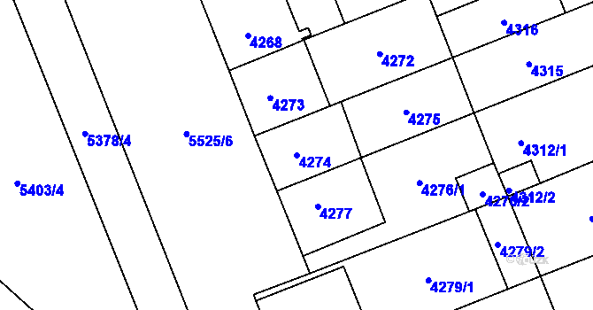 Parcela st. 4274 v KÚ Plzeň, Katastrální mapa