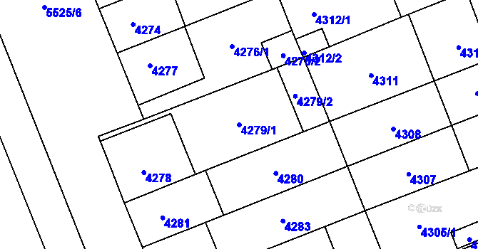 Parcela st. 4279/1 v KÚ Plzeň, Katastrální mapa