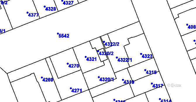 Parcela st. 4320/2 v KÚ Plzeň, Katastrální mapa