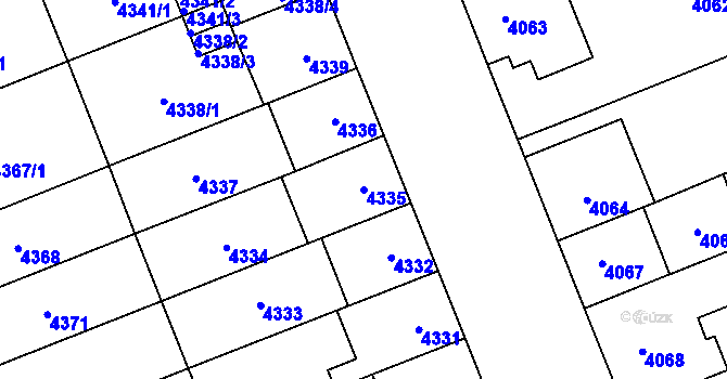 Parcela st. 4335 v KÚ Plzeň, Katastrální mapa