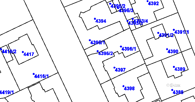 Parcela st. 4396/2 v KÚ Plzeň, Katastrální mapa