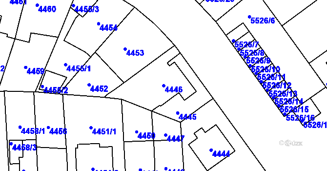 Parcela st. 4446 v KÚ Plzeň, Katastrální mapa