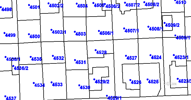 Parcela st. 4528 v KÚ Plzeň, Katastrální mapa