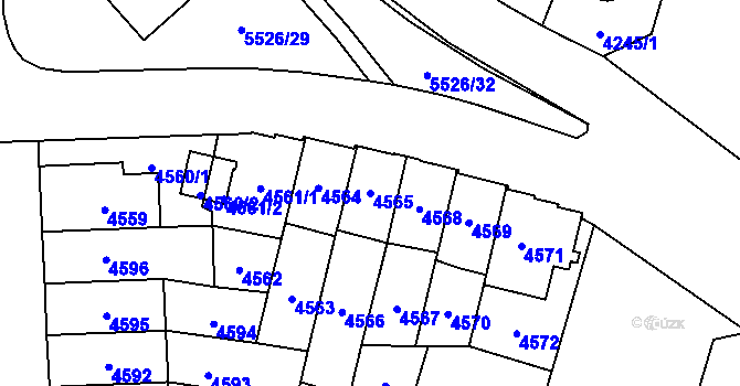 Parcela st. 4565 v KÚ Plzeň, Katastrální mapa