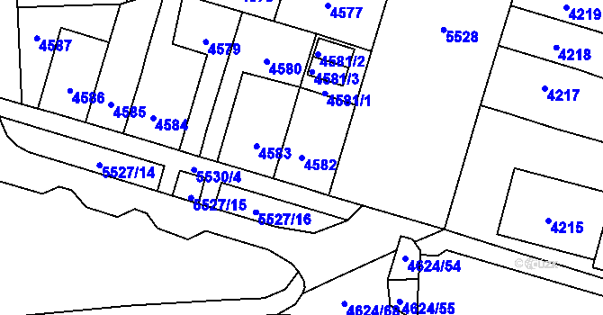 Parcela st. 4582 v KÚ Plzeň, Katastrální mapa