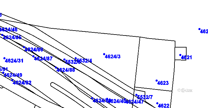 Parcela st. 4624/3 v KÚ Plzeň, Katastrální mapa