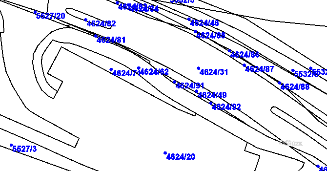 Parcela st. 4624/36 v KÚ Plzeň, Katastrální mapa