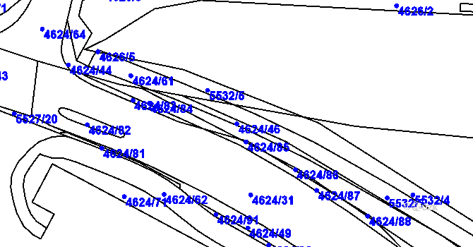 Parcela st. 4624/46 v KÚ Plzeň, Katastrální mapa