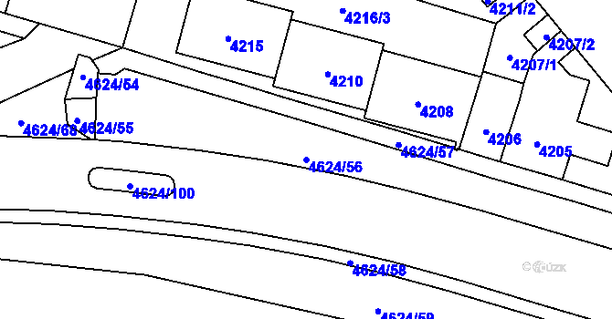Parcela st. 4624/56 v KÚ Plzeň, Katastrální mapa