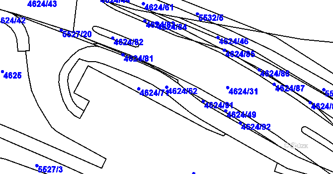 Parcela st. 4624/62 v KÚ Plzeň, Katastrální mapa