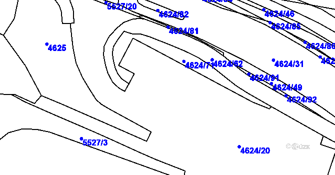Parcela st. 4624/73 v KÚ Plzeň, Katastrální mapa
