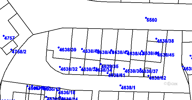 Parcela st. 4638/41 v KÚ Plzeň, Katastrální mapa
