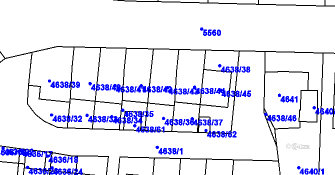 Parcela st. 4638/43 v KÚ Plzeň, Katastrální mapa