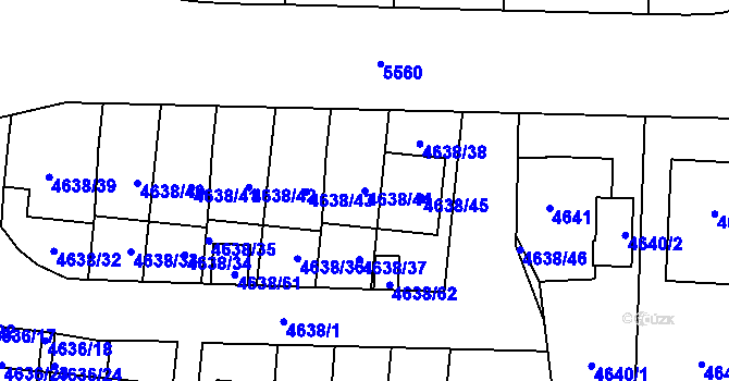 Parcela st. 4638/44 v KÚ Plzeň, Katastrální mapa